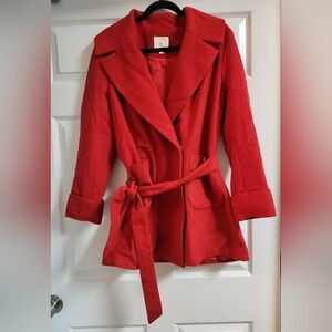 A Loves A Women's Red Wool Belted Coat Size M